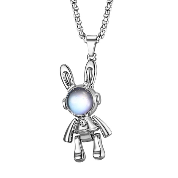 Galactic Groove Necklace: Unikt 4-färgs Astronaut Hip-Hop Chain svart