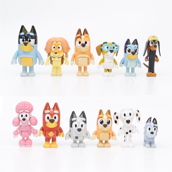 12 stk Bluey figur børnelegetøj tegneserie Bluey Playtime Toys tegneserie 2 pakke Bluey figursæt