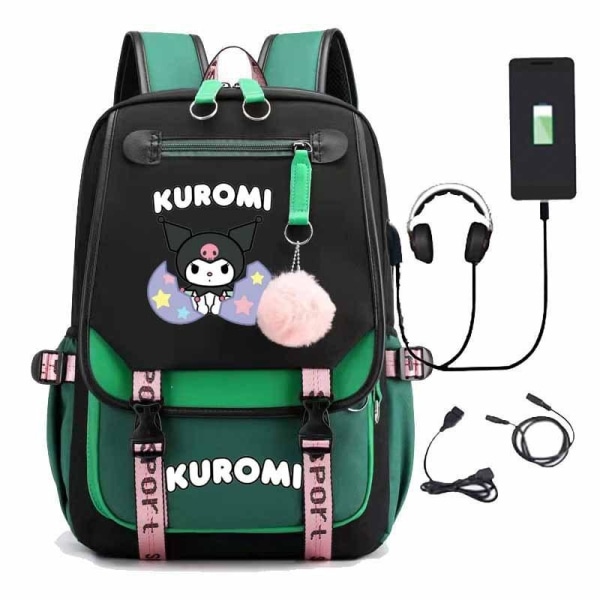 Kuromi rygsæk børne rygsække rygsæk 1 stk grøn 2