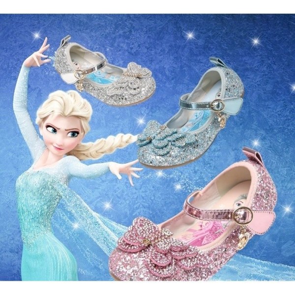 elsa prinsesse sko barn pige med pailletter pink 21,5 cm / størrelse 33