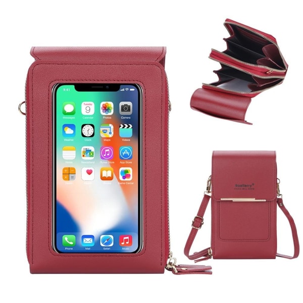 skuldertaske mobiltaske med skulderstrop til mobil rød