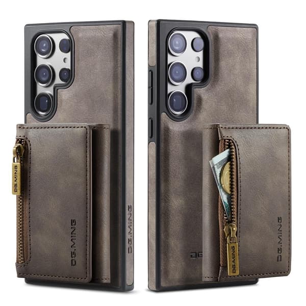 (For iPhone 15 Pro) DG.MING M5-serien avtakbart lommebokdeksel m kaffe