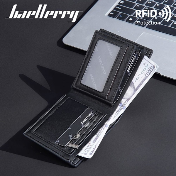 Baellerry kolfiber för män kort plånbok RFID-blockerande smal ko kaffe