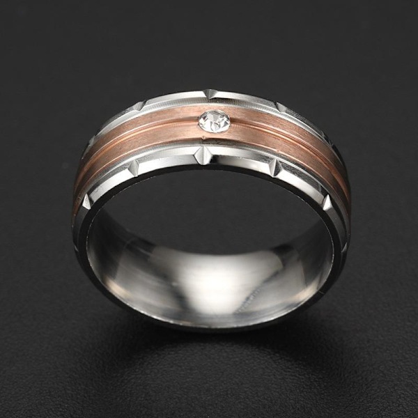 Diamantring med to farver og trappetudsnit - elegant modeerklæring 8 mm diamantsæt blå nr. 6