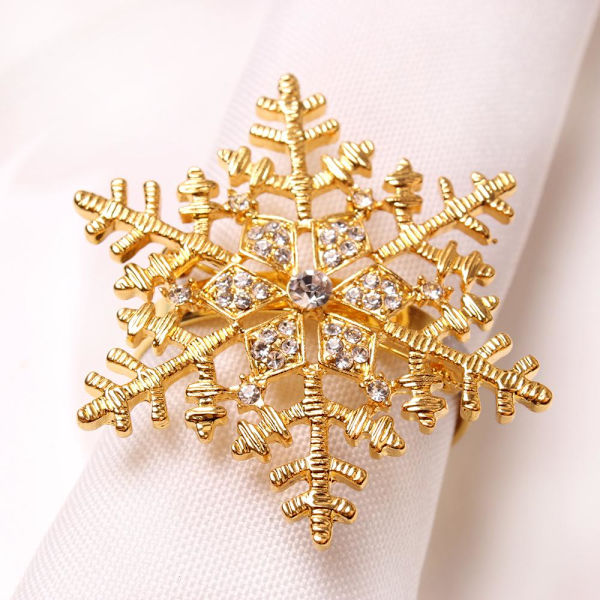 Servietringe Jul Thanksgiving Holidays Julepynt Julepynt ca 6 stk / guld snefnug