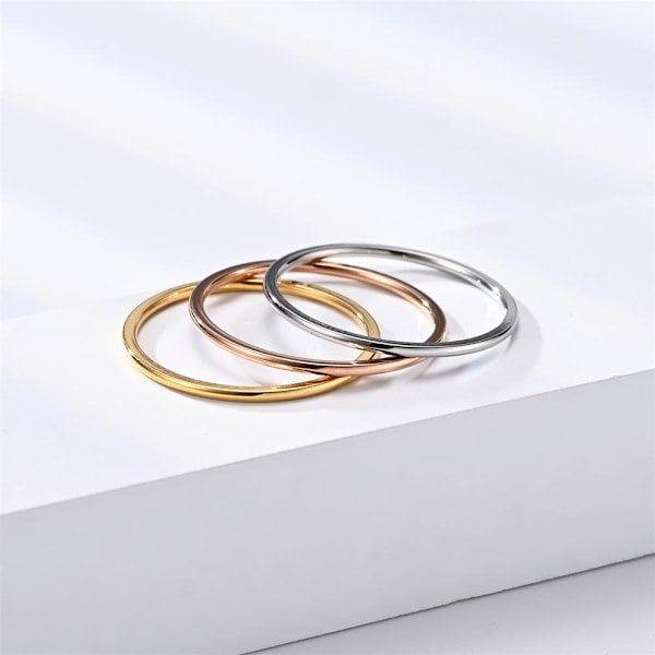 Ultrafin kuleåpningsring Personlig Pinky Ring - 1MM delikate indre 1 mm rosa gull nr. 8