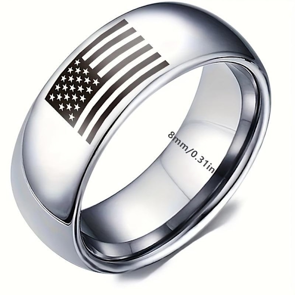 Kinesisk Nasjonalflagg Ring - symbolsk patriotisme smykke for k 8mm stålfarget sløyfe amerikansk nr. 10