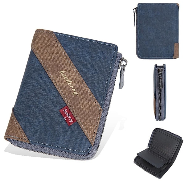 Baellerry Miesten Lompakko Business Color Blocking RFID Nahka Slim Zi sininen
