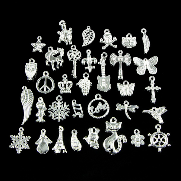 charms smykker øreringe diy pack 50 stk sølvfarvet