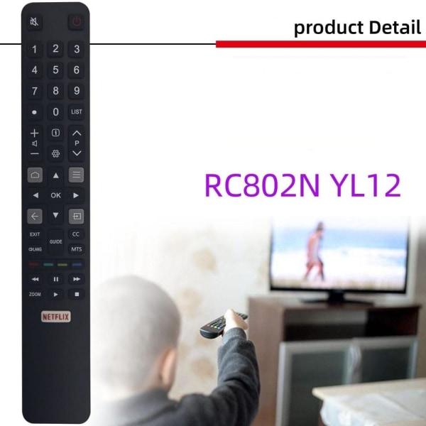 fjärrkontroll ersättning remote för TCL RC802N YUI4 YAI2 YUI5 YL RC802N YLI2