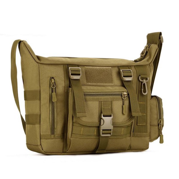 Tactical Sling olkalaukku, vedenpitävä sotilaallinen Crossbody laukku ruskea