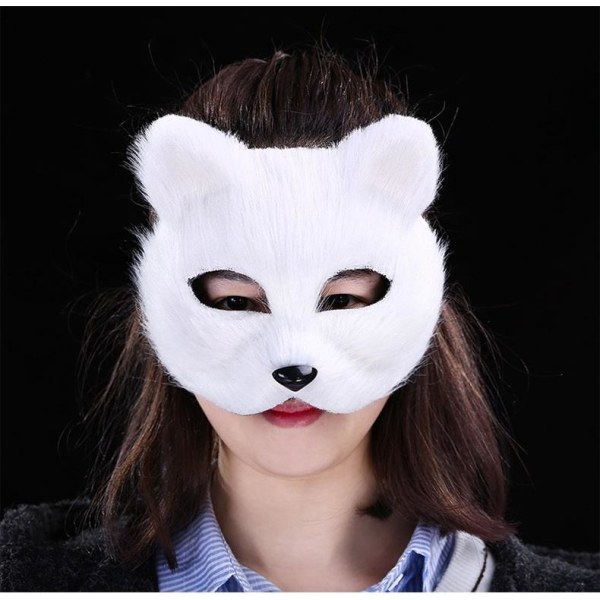 Maske ansigtsmaske fox animal mask masker maskerade til halloween cosp pink 2 stk