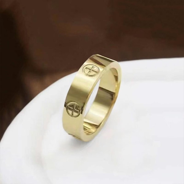 Glat kors graveret ring | Elegante symbolske smykker til mænd og 5 mm rosa guld kors nr. 6