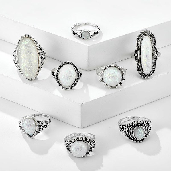 All fingers ring ringar set med olika mönster