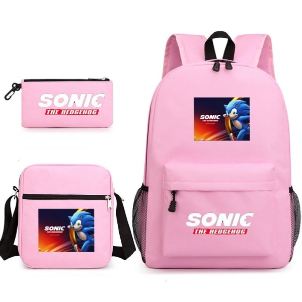 Sonic ryggsäck pennfodral axelremsväskor pack (3st) rosa 1