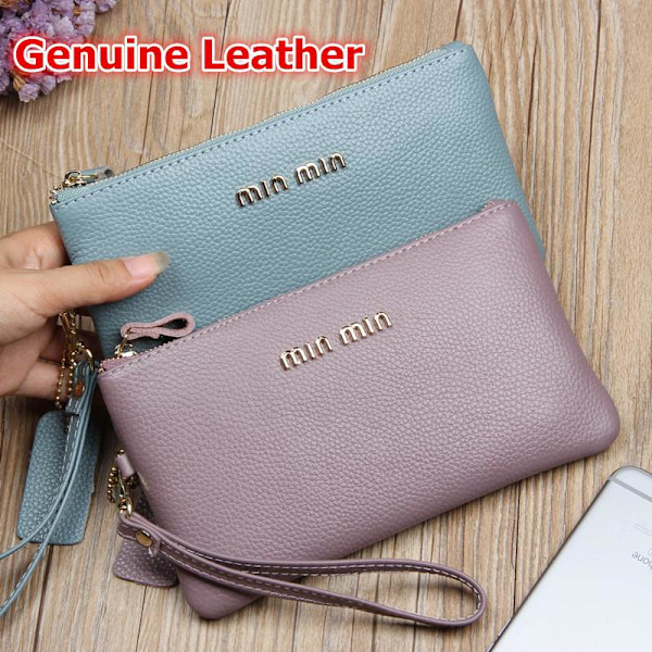 Ægte læder kvinder clutch tasker mode håndtasker ko læder dame lyserød 20 cm * 11 cm * 1 cm