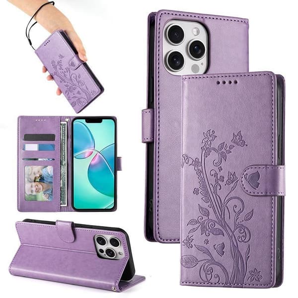 (Til iPhone 12/12 Pro) Stødsikkert telefoncover med multifunktion Lilla