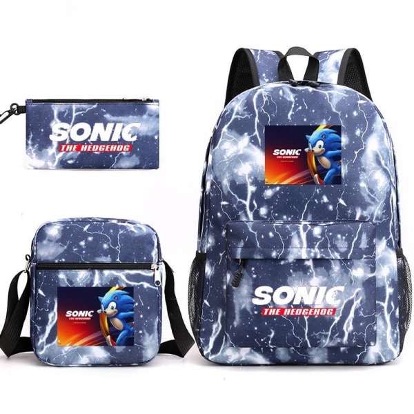 Sonic ryggsäck pennfodral axelremsväskor pack (3st) blixt blå 1