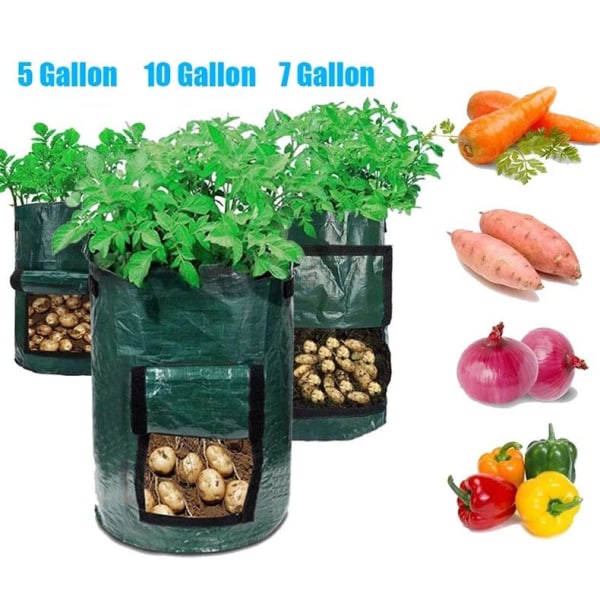 2 pack odlingslåda odlingssäck odlingspåsar mörkgrön 5 gallon 23*28cm