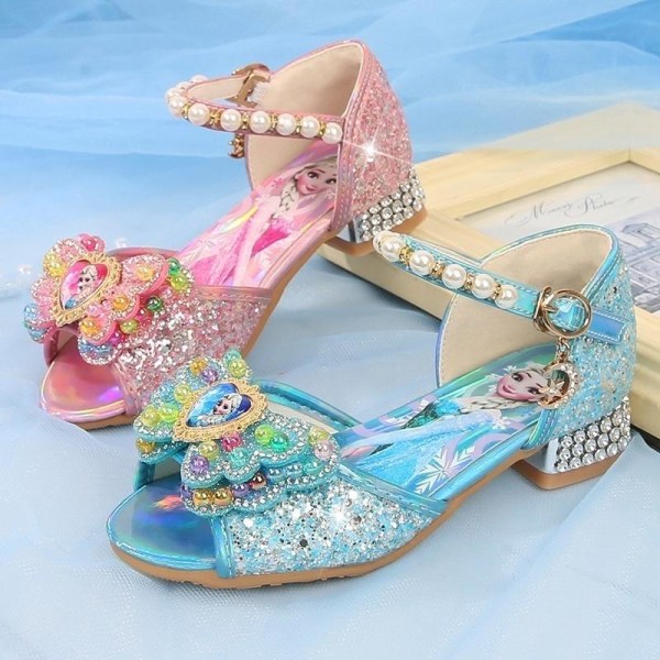 elsa prinsesse sko barn pige med pailletter blå 22 cm / størrelse 36