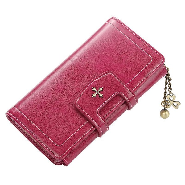 Lady Long pung mærke kvalitets læder clutch stor kapacitet h sort