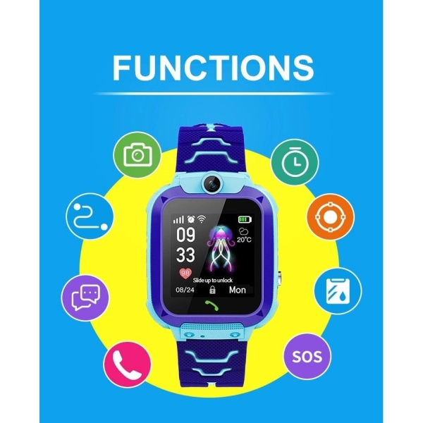 Smartwatch smart ure børn armbånd børn GPS vandtæt blå
