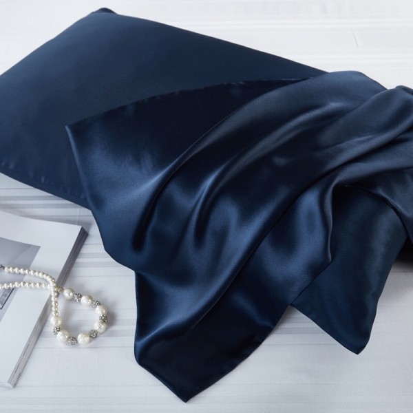 Genuine Silk Satin Silk Korkealaatuinen tyynyliina 1 kpl tummansininen vetoketjutyyli 50*66