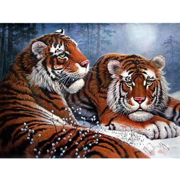 Diamond painting 5D DIY diamant målning Två tigrar 40x50cm