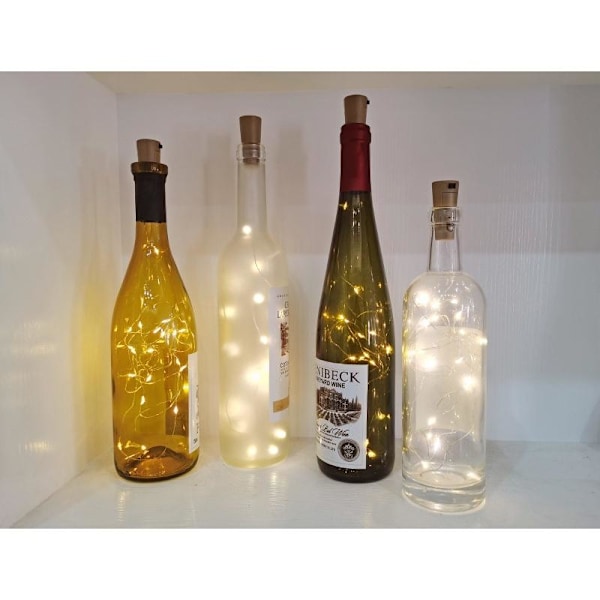 1 meter led ljusslinga för flaska 2 stycken pack kall vit 20 LED
