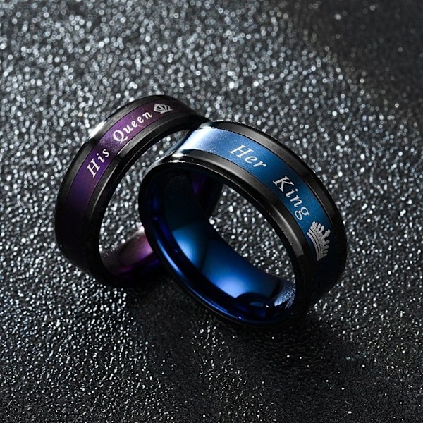 Sininen ja violetti Gemstone Queen -sormus - Taianomainen King &amp; Queen 8mm hänen kuningas nro 9