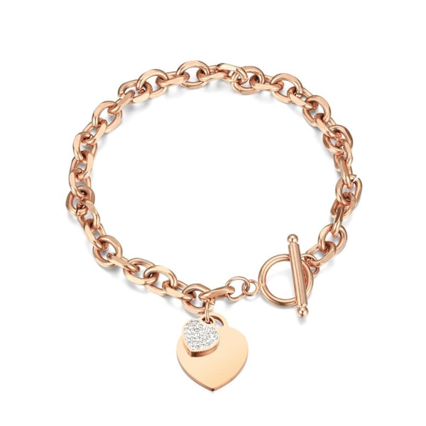 Peach Heart Mud Diamond Modearmbånd - Bedårende Love Charm H rosa guld armbånd