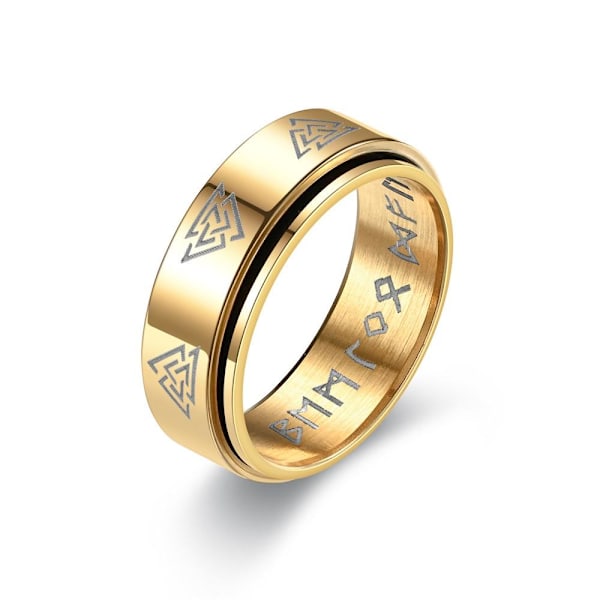 Viking Text Roterande dekompressionsring | Fashionabla 3D-snurri 8mm guld nr 10