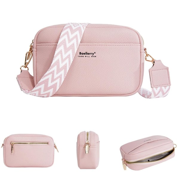 Baellerry Solid Color PU-axelväska med stor kapacitet för kvinno rosa