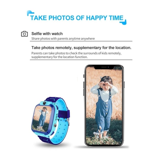 Smartwatch smartklockor barn armband kids GPS vattentät Blå