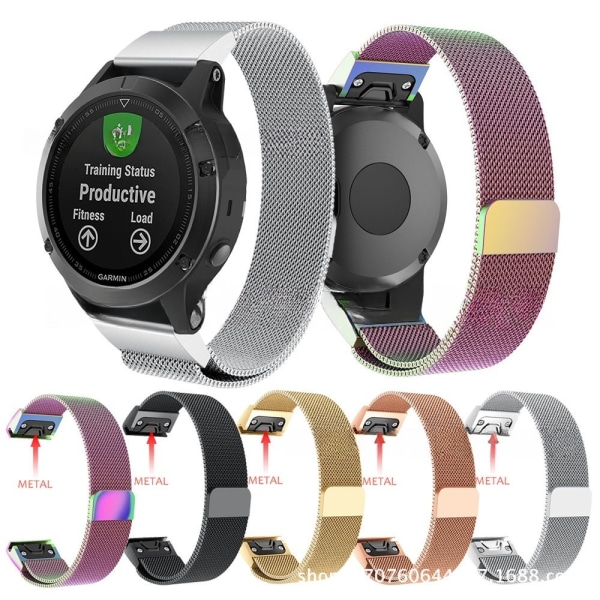 armband stål Garmin Fenix 7/6/5/945 22mm rosa guld