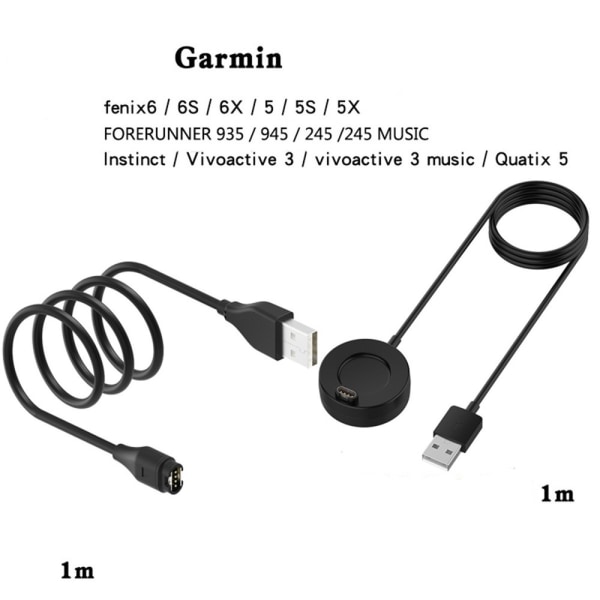 Universaali latauskaapeli / lataustelakka Garmin kellot musta USB-A-lataustelakka