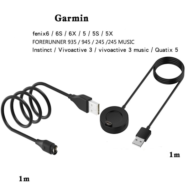 Universal laddkabel / ladddocka garmin klockor svart USB-A ladddocka