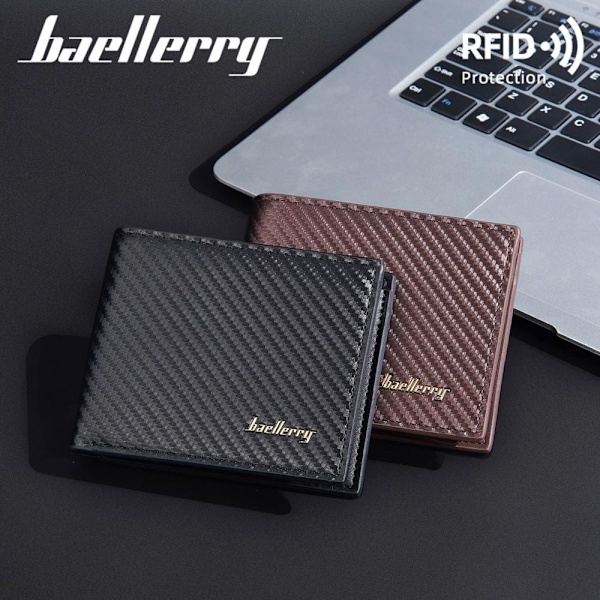 Baellerry Miesten Hiilikuitu Lyhyt Lompakko RFID-Estävä Ohut musta