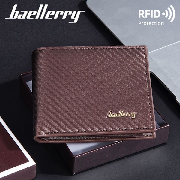 Baellerry kolfiber för män kort plånbok RFID-blockerande smal ko kaffe
