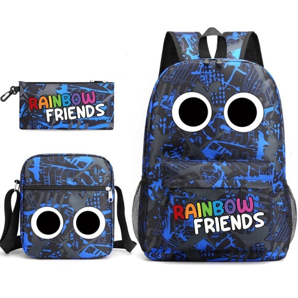 Rainbow Friends -reppu penaalilaukku Olkahihnalaukkupakkaus (3 kpl) musta/sininen 2