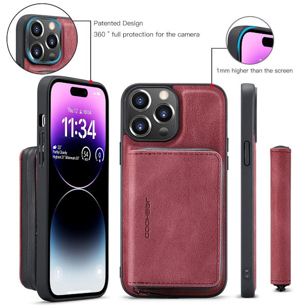 (Til iPhone 14 Plus) Etui med stativ og kortlommer, stødsikkert, dets slanke design sort