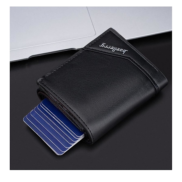 Baellerry Herre RFID Aluminium Visitkort Holder Tynd Tegnebog 3-fold sort