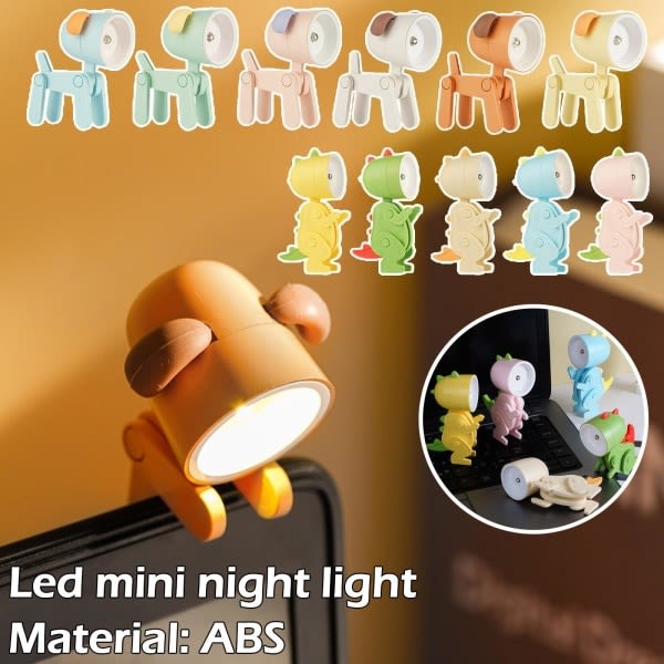 sød Mini LED natlampe foldbar bordlampe hund beige hund