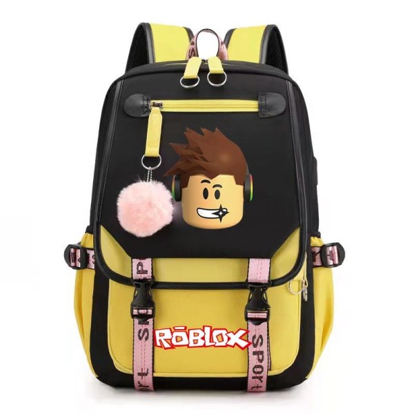 roblox rygsæk børn rygsække rygsæk med USB stik 1 stk gul 3