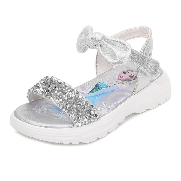 elsa prinsesse sko barn pige med pailletter sølv farvet 16 cm / størrelse 26
