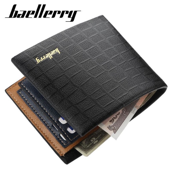 Baellerry Pu Læder Mænd Card Wallet Krokodille Trifold Mønt Taske sort