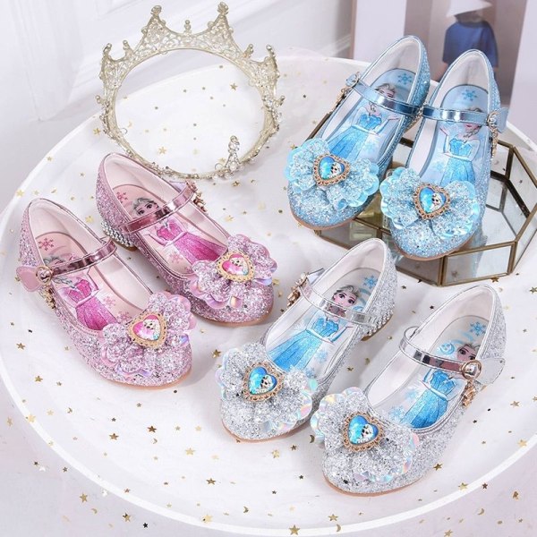 elsa prinsess skor barn flicka med paljetter blå 16cm / size24