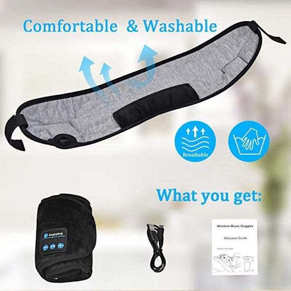 Ögonmask hörlurar sovhörlurar sömnhörlurar music eyemask trådlös 2st Grå