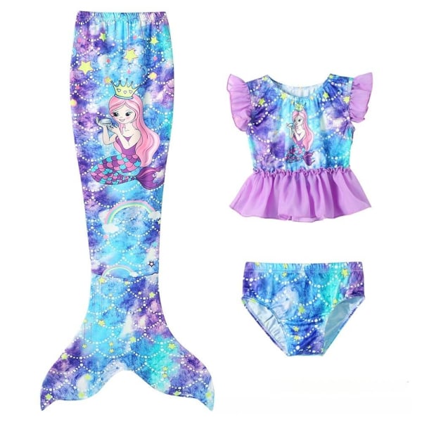 baddräkt med kjol mermaid tail swimsuite flicka lila 140