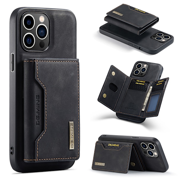 3-osainen magneettinen lompakkokotelosetti – korttilokero + nahkainen takakansi musta iphone xr